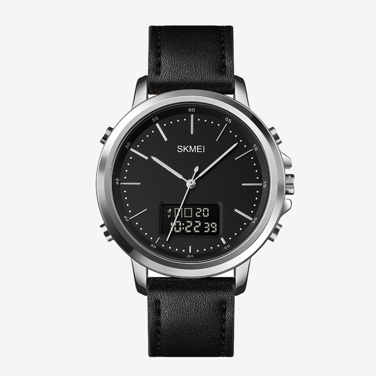 SKMEI Men's Fashion Digital Watch Analog Leather Multifunctional Waterproof Men's Watch 1652
