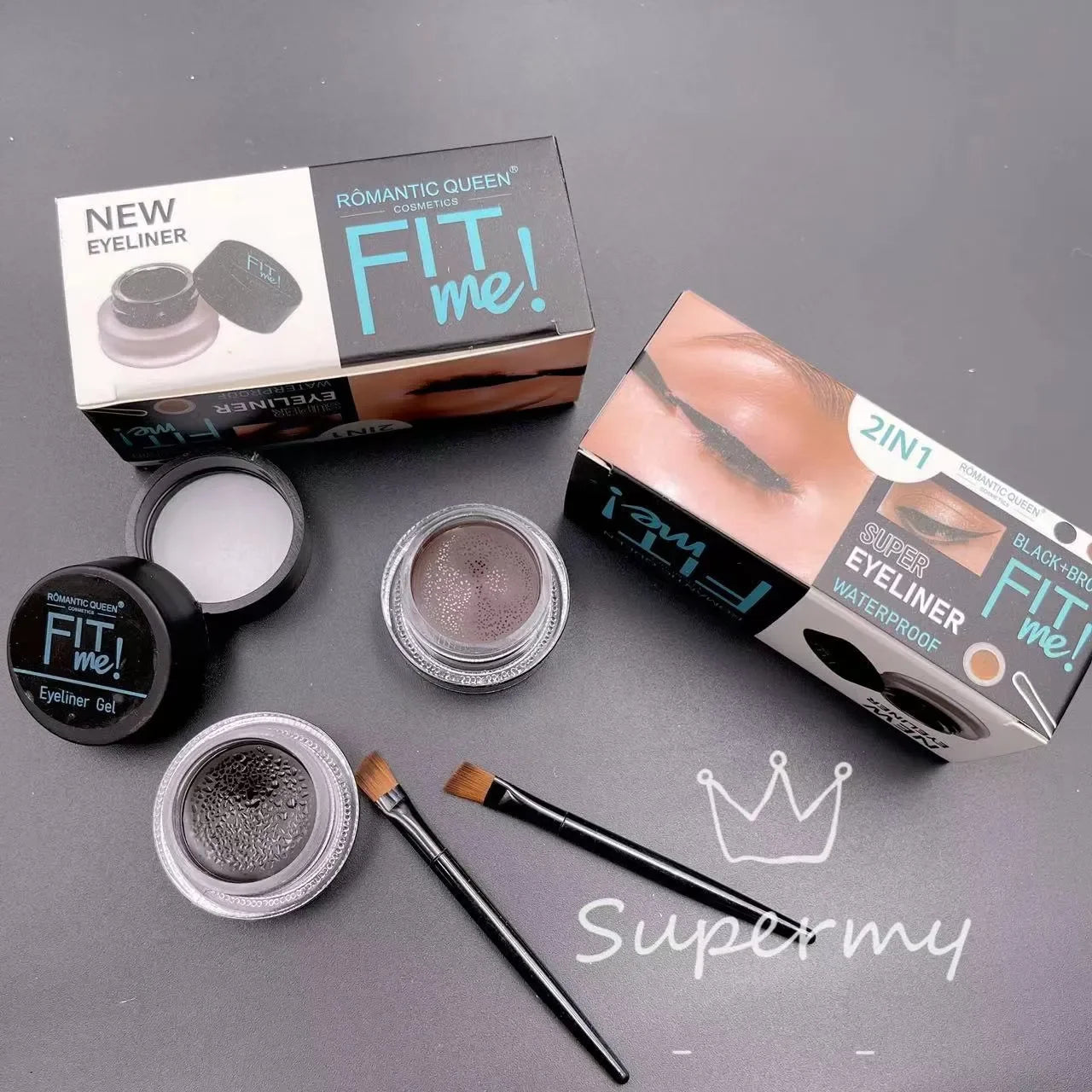New Fit me 2color Waterproof Eyebrow Gel Eyeliner gel with 2pcs Brush