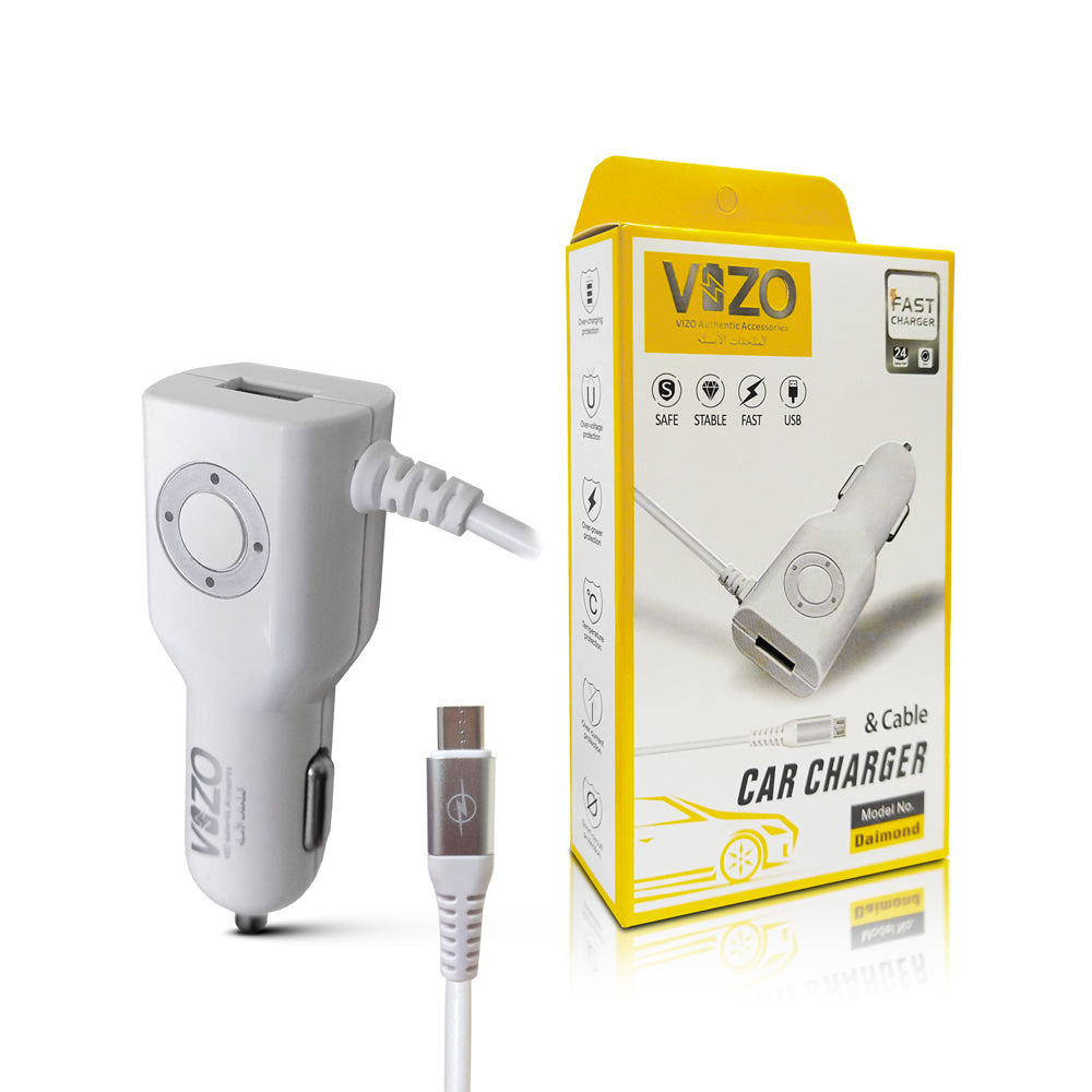 Diamond Car Charger with Built-in Micro Cable & LED Light | Car