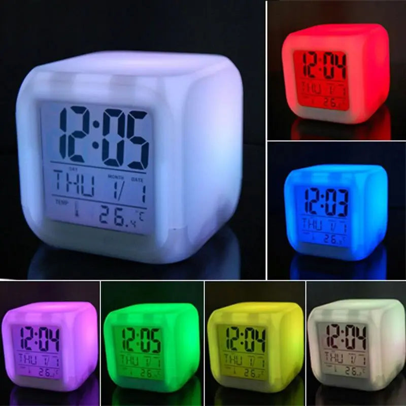 Creative Alarm Clock Sublimation LED Digital Clock 7 Color Changing Light Night
