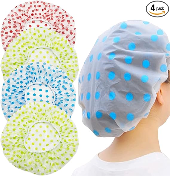 (pack of 6) Shower Caps Waterproof Shower Cap for Women Reusable Shower