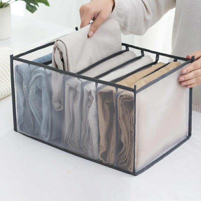 7 Grids Washable Wardrobe Clothes Organizer, Jeans Compartment Storage Box, Clothes Drawer