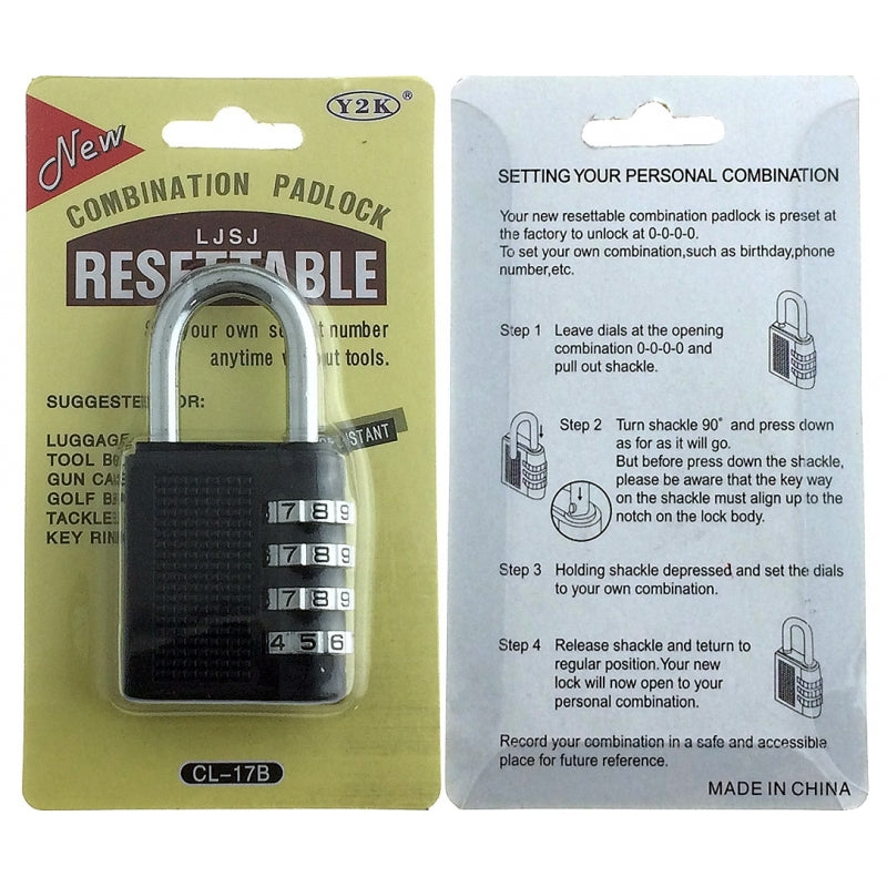 4 Dial Digit Combination Padlock Heavy Duty Weatherproof Code Resettable Changeable Lock