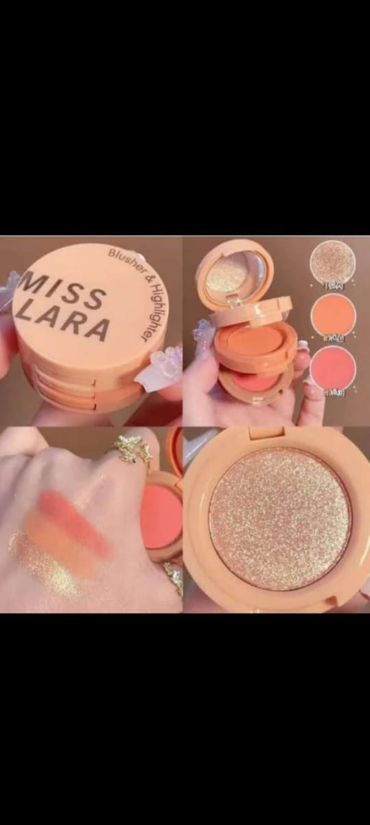 3 In 1 Matte Highlighter Blush Palette Pearly Blusher Shimmer Brighten Silkworm