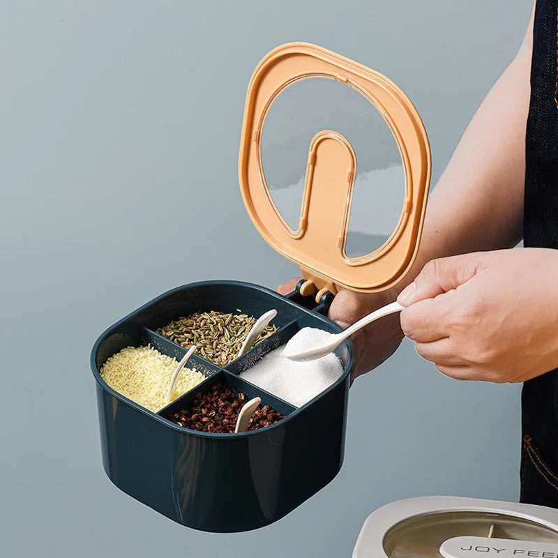 Combo Deal - 4 Section Spice Container Box & Multi-function Spit Bone