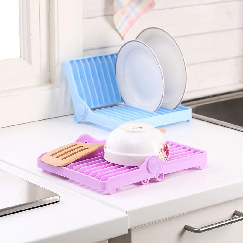 Small Kitchen Foldable Dish Plate Drying Rack | Multipurpose Space Saving Storage