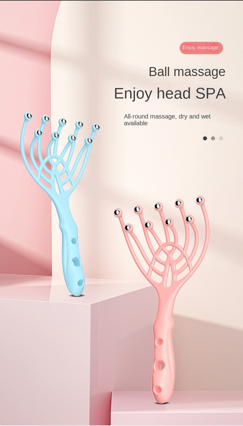 Head Massager Comb Exercise balls Roller Scalp Hand Held Scalp Reduce Stress
