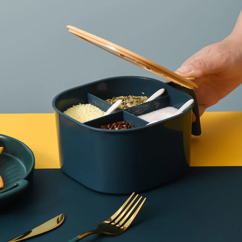 Combo Deal - 4 Section Spice Container Box & Multi-function Spit Bone