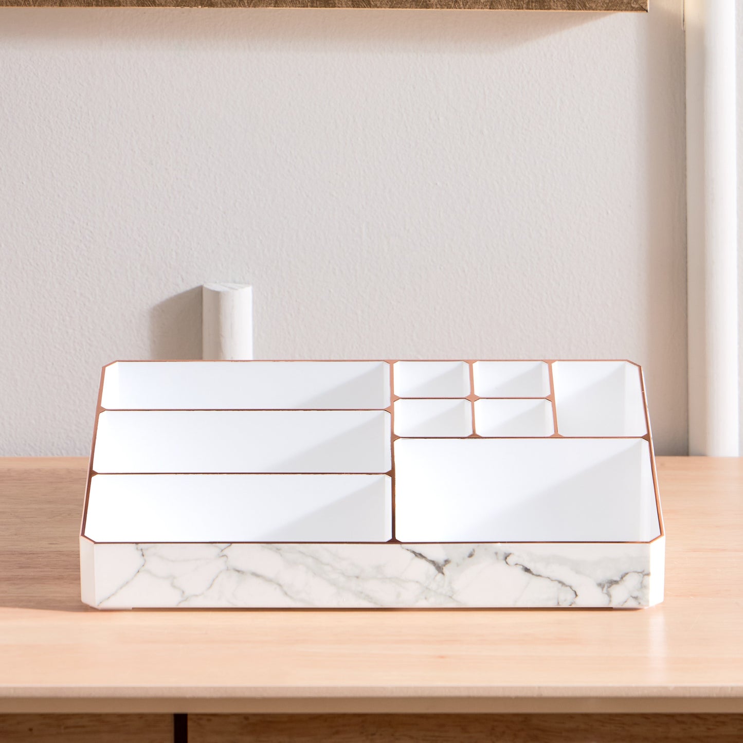 9 Compartment Marble Look Makeup Organiser | Marble Acrylic Makeup Organiser -