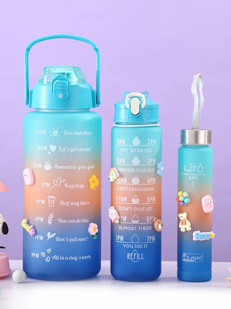 3 Pack Water Bottles with 2L Large Bottle 700MLPortable Bottle and