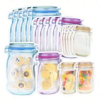 11 Pcs Mason Jar Bags Food Nuts Candy Cookies Ziplock Bags Seal
