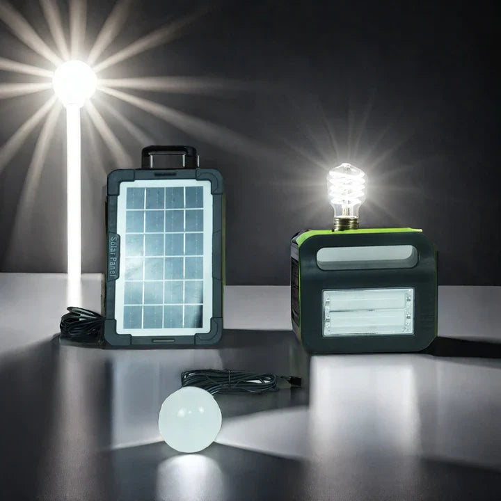 Solar Powered Light System Flashlight, Emergency Mobile Power Bank, Wireless Power Supply