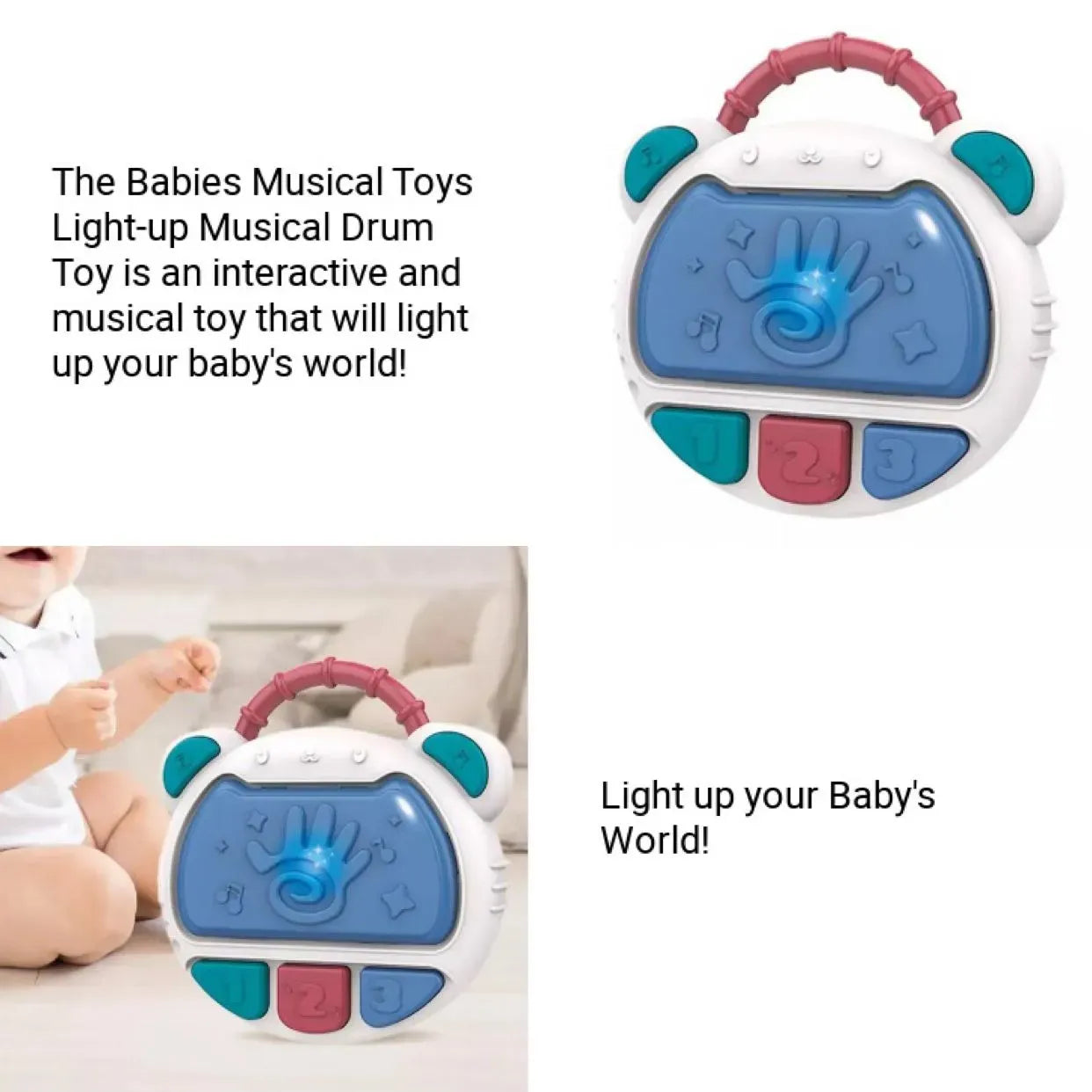 Flash Drum Toy for Kids - Early Education Drums Piano Musical Instrument