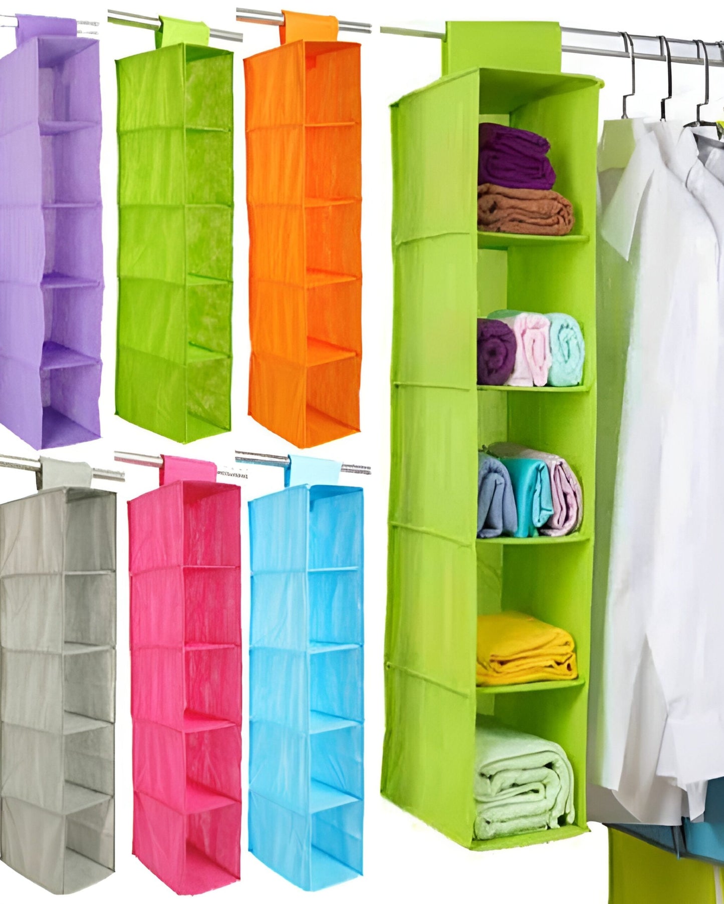 5 Shelf Clothes Hanging Organizers Pant Organizer Wardrobe Section Storage Closet Organiser