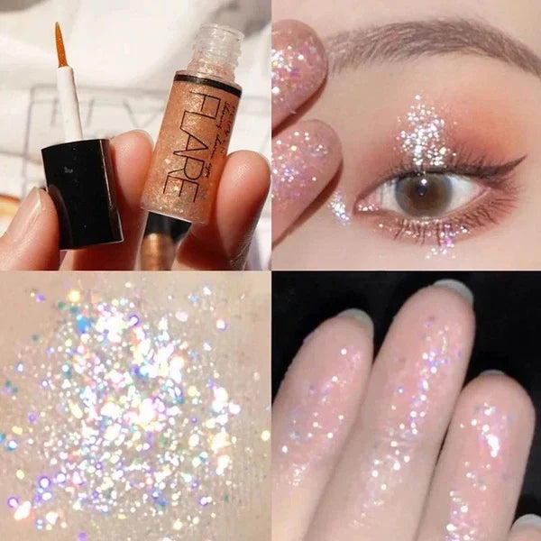 6 PCs set Liquid Glitter Eyeliner, Metallic Shimmer Glitter Eyeshadow, Long Lasting