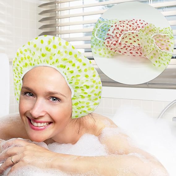 (pack of 6) Shower Caps Waterproof Shower Cap for Women Reusable Shower