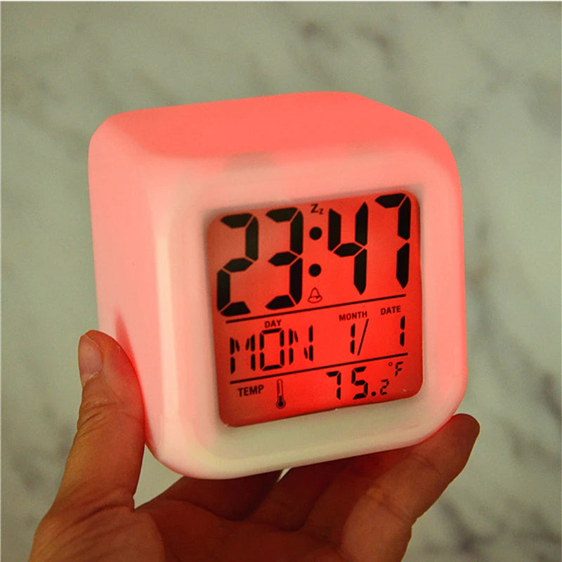 Creative Alarm Clock Sublimation LED Digital Clock 7 Color Changing Light Night