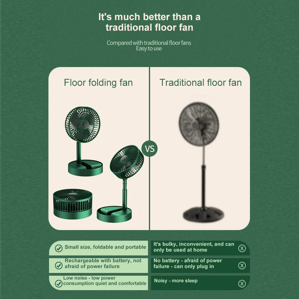 Portable Rechargeable Telescopic Folding Fan | USB Foldable | Table Desk Fan