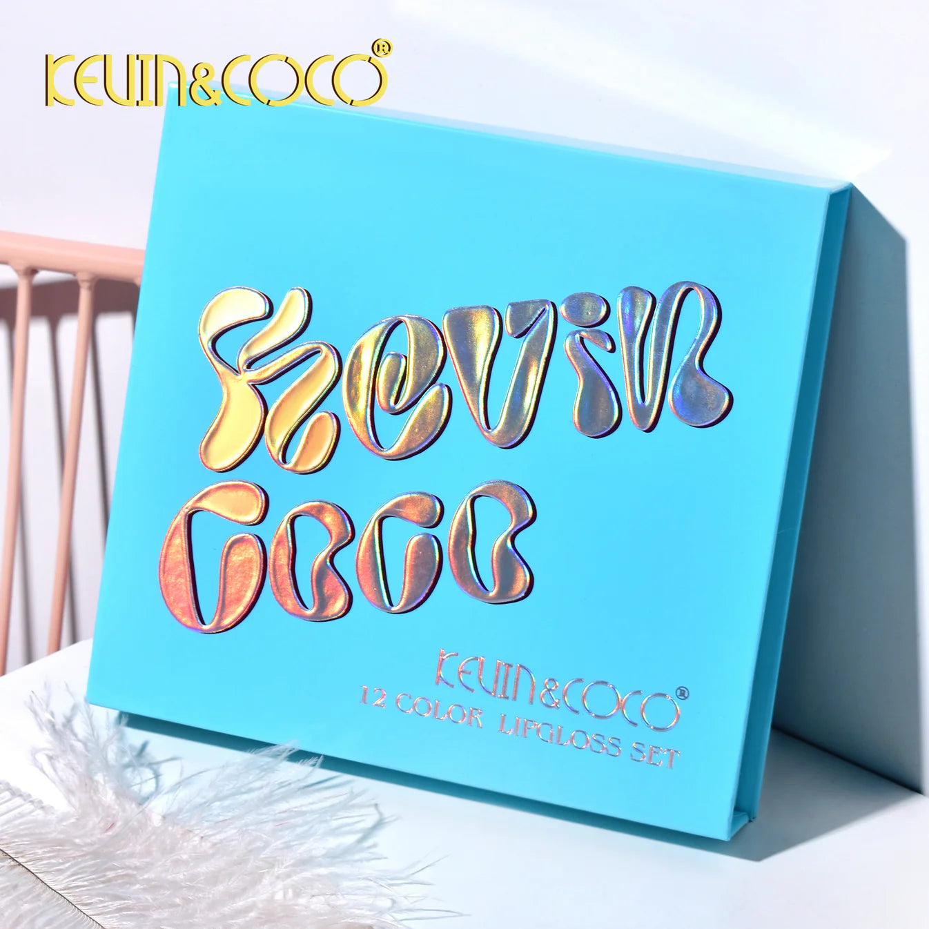 Set 12 Lip Gloss Kevin&Coco, nuante de rosu si rose, cutie dreptunghiulara,