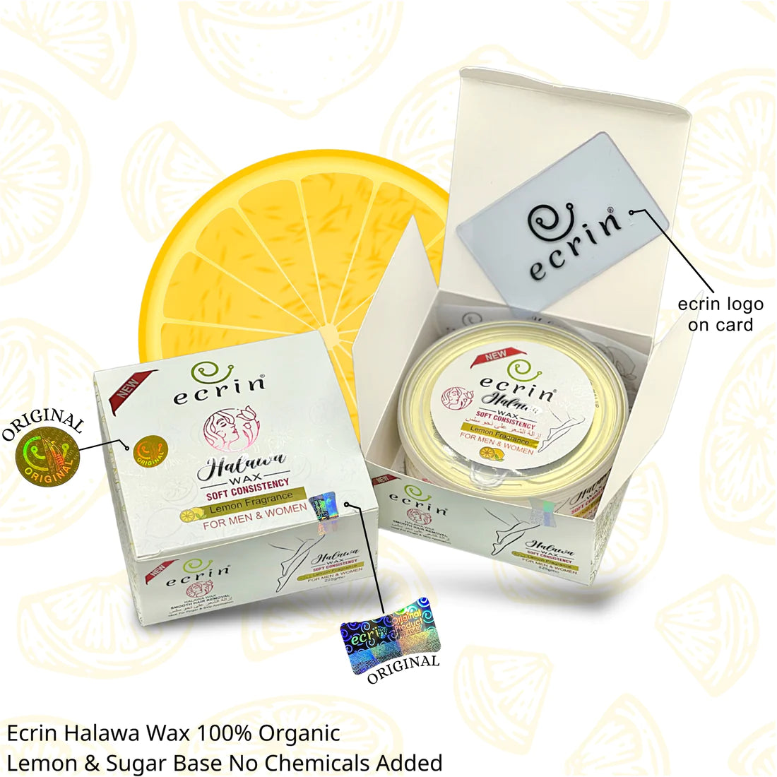 ECRINCOSMETICS Ecrin Organic Halawa Wax - 100% Lemon & Sugar Base