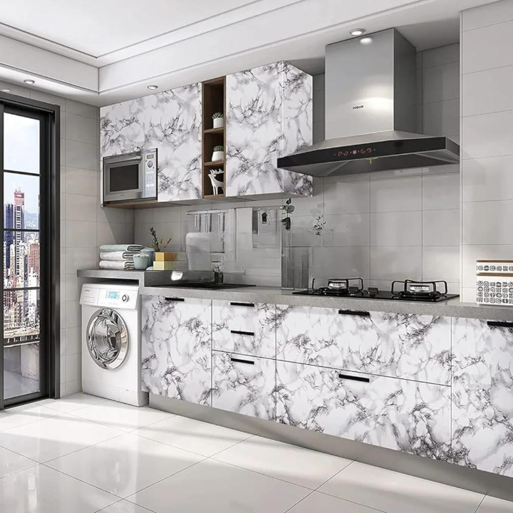 Self Adhesive Marble Sheet Sticker For Kitchen,(60×200) Cupboard, Wall Anti Oil