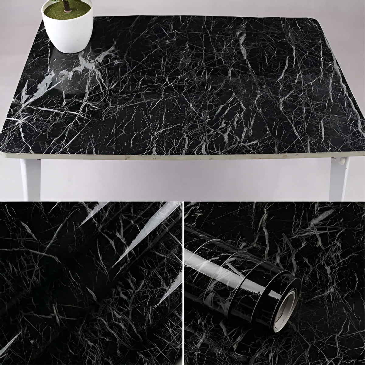 Self Adhesive Black Marble Sheet for Kitchen / Waterproof Anti Oil &