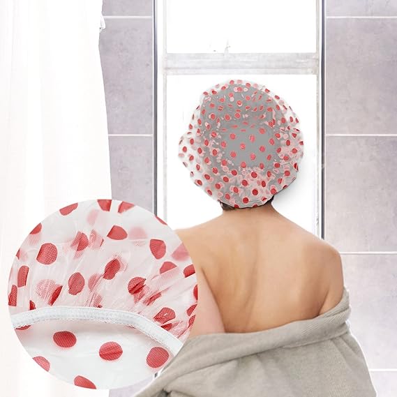 (pack of 6) Shower Caps Waterproof Shower Cap for Women Reusable Shower