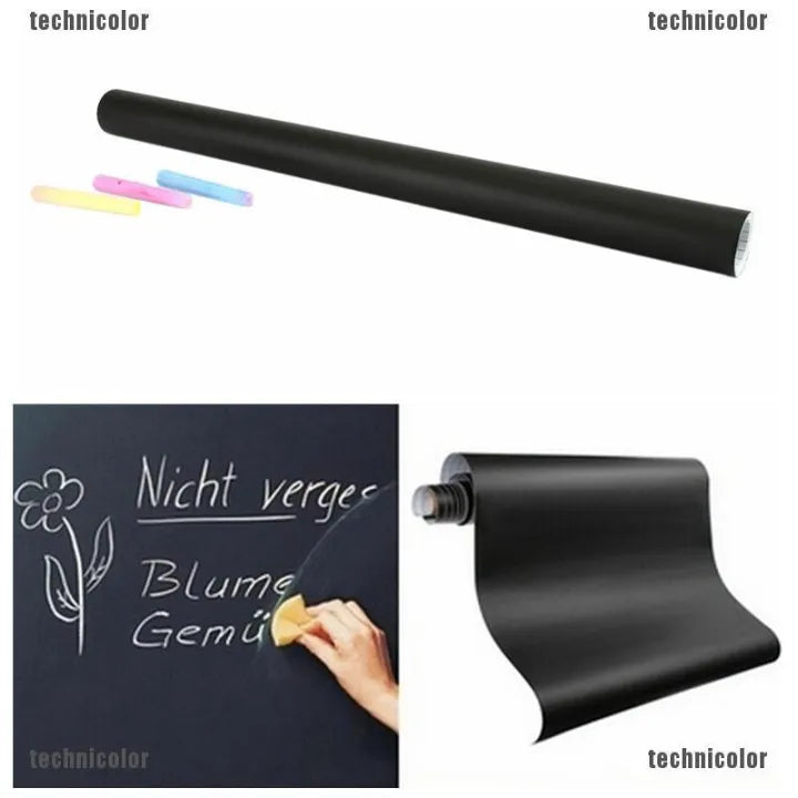 PVC Vinyl Black Board Wall Sticker Removable, with (2 pcs chalks)