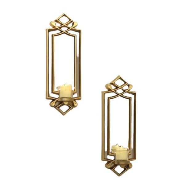 2 Pcs Fancy Wall Mirror & Candle Stand Decor For Home &