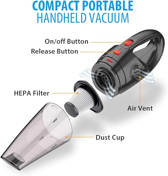 Handheld Vacuum, Hand Vacuum Cordless with High Power, Mini Vacuum Cleaner Handheld