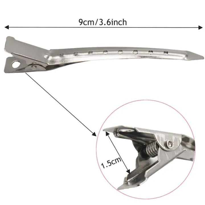 Pack of 12 Hair clips silver steel For Women and Men Duck