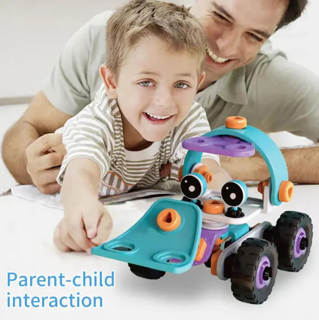 DIY Soft Rubber Building Puzzle Truck Toy Set for Kids Creative