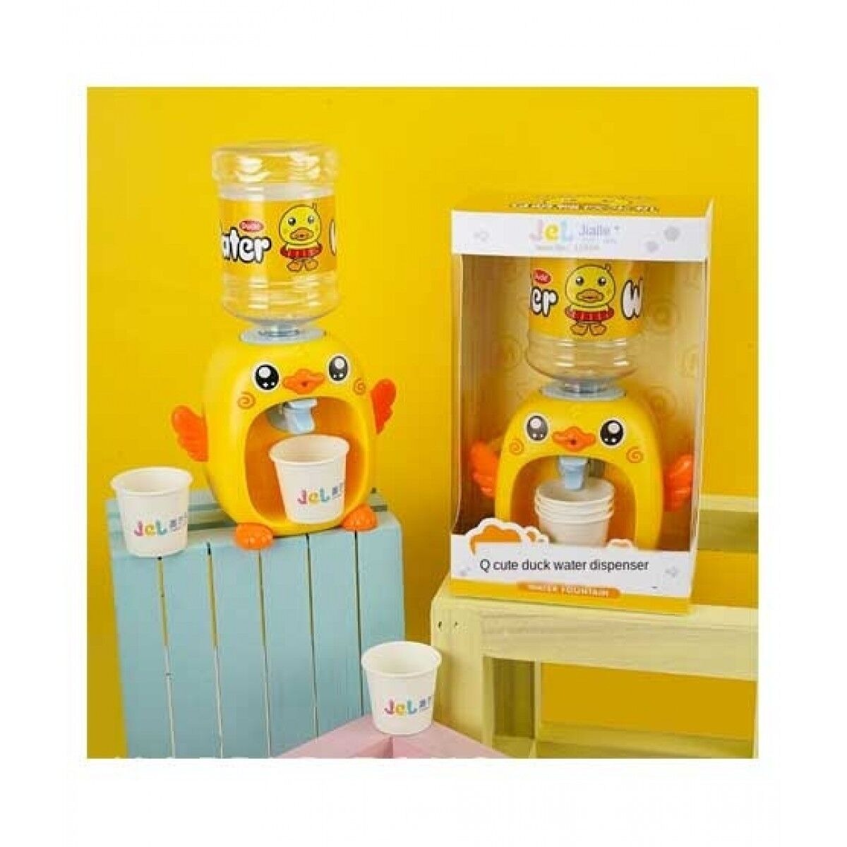Mini Cute Simulation Duck Water Dispenser Set Toy Educational Playhouse Drinking