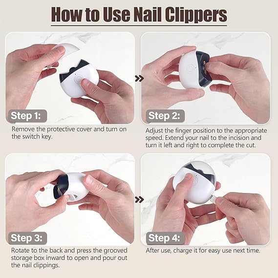 Electric Automatic Nail Clipper,Electric Baby Nail Clippers with Light,Rechargeable Nail Clippers with