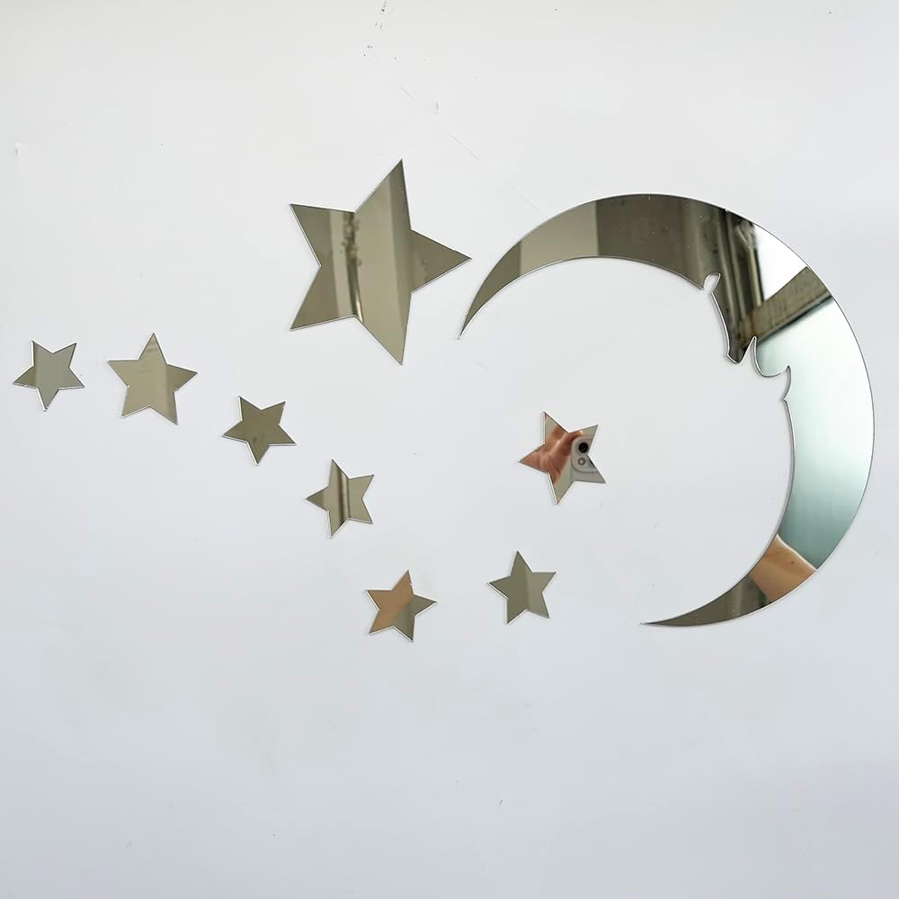 15 stars and 1 moon Silver Acrylic Wall Stickers / Stickers Decals