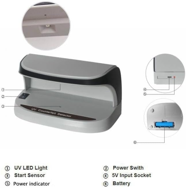 Portable Handy Small UV Counterfeit Detector Bank Note Detector Money Checker with
