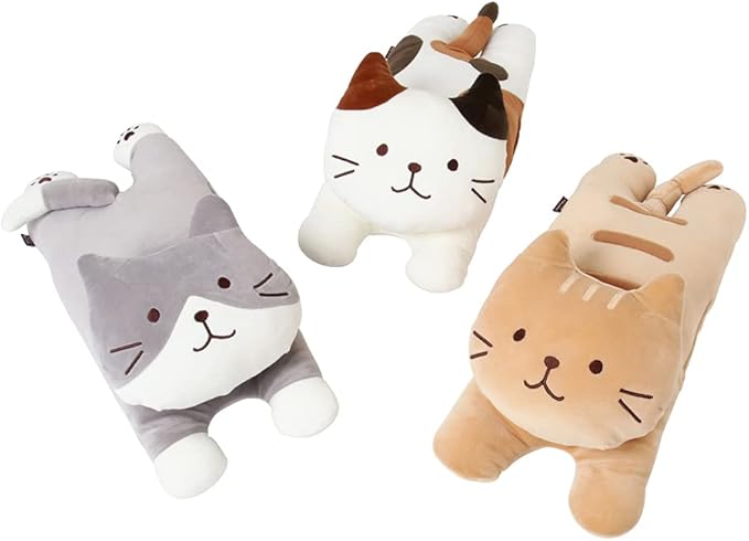 Long Cat Plush Pillow kitten gray White brown lovely cartoon |