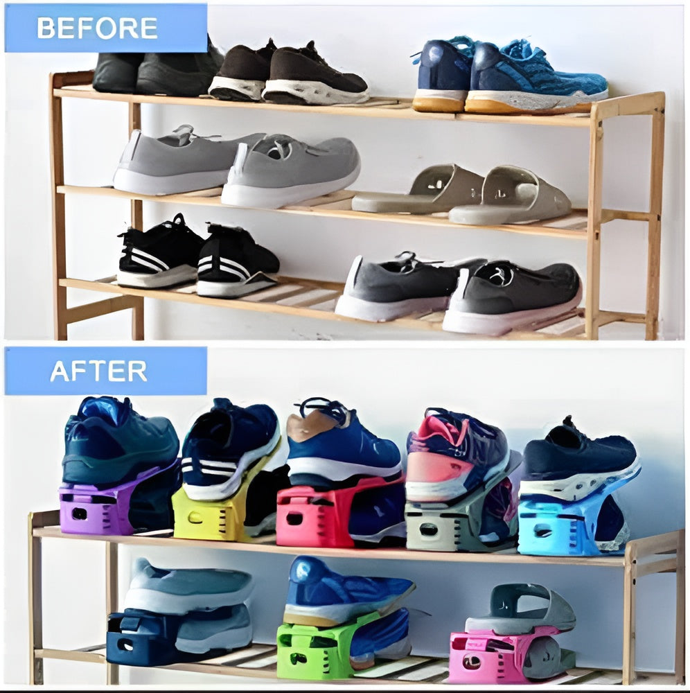 Pack of 2 Double Layer Adjustable Shoe Bracket Storage Shoe Rack |