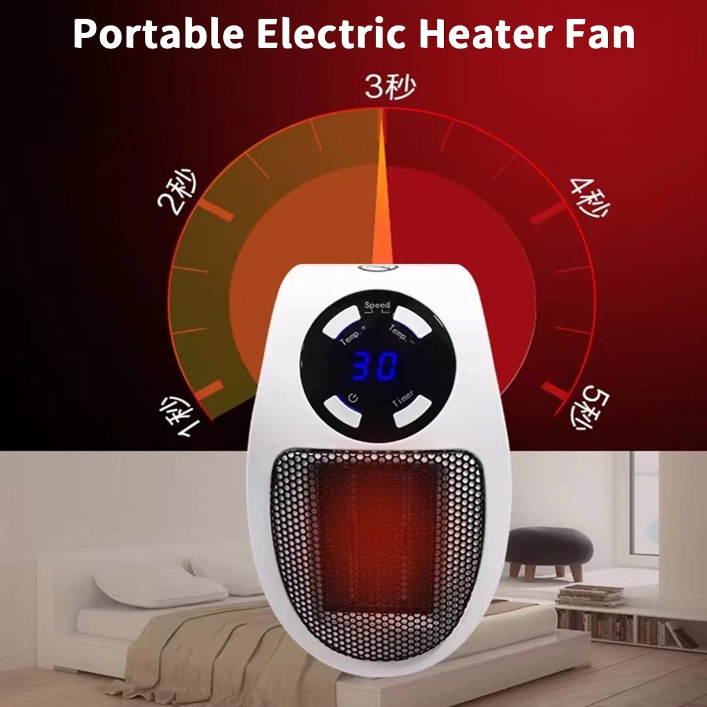 Portable Electric Heater Fan Heater Electric Ceramic Fan Energy-Saving Heater Safe Quiet