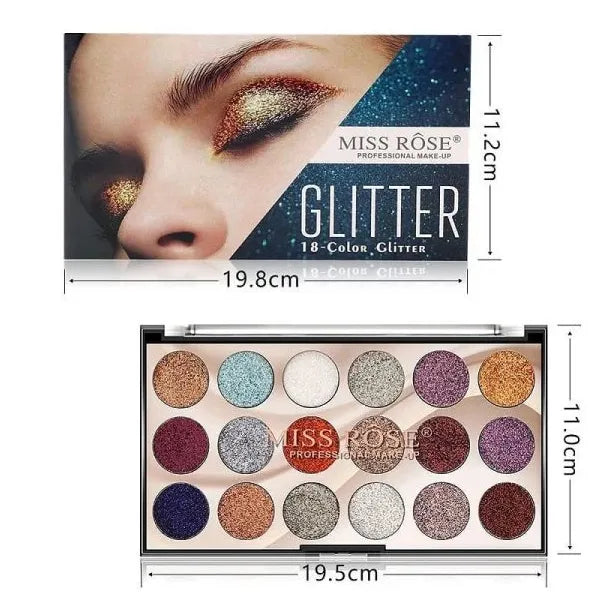 Miss Rose 18 Colors Sequins Glitter Powder High Gloss Pearly Eye shadow