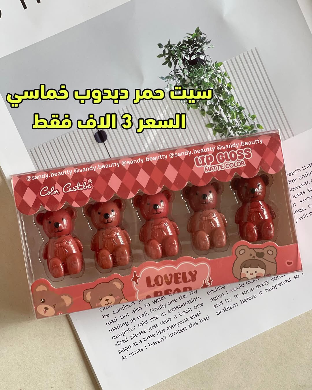 Pack Of 05 Matt Teddy Bear Lip Gloss | Lip Gloss For