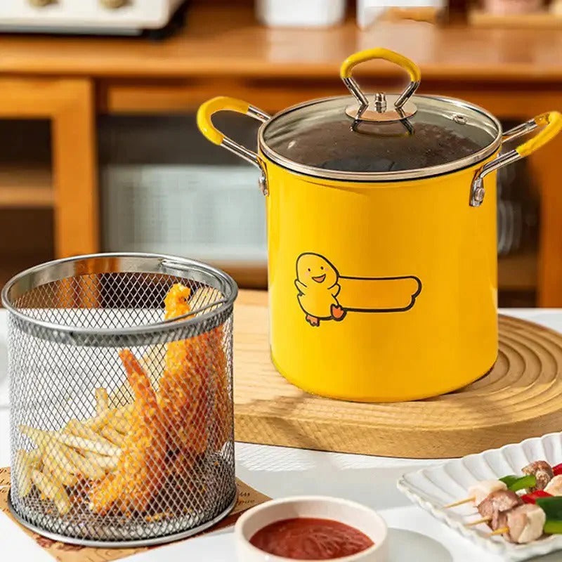 Stainless Steel Deep Fryer Frying Pot With Strainer 12ML Capacity | Basket