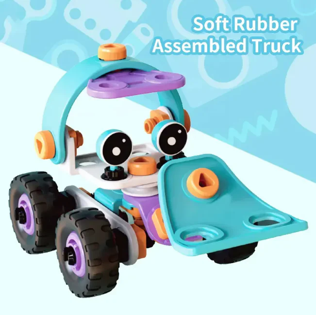 DIY Soft Rubber Building Puzzle Truck Toy Set for Kids Creative