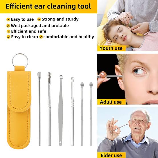 Ear Pick 6 pcs with Storage Bag Dig Ear Wax Remover Cleaner