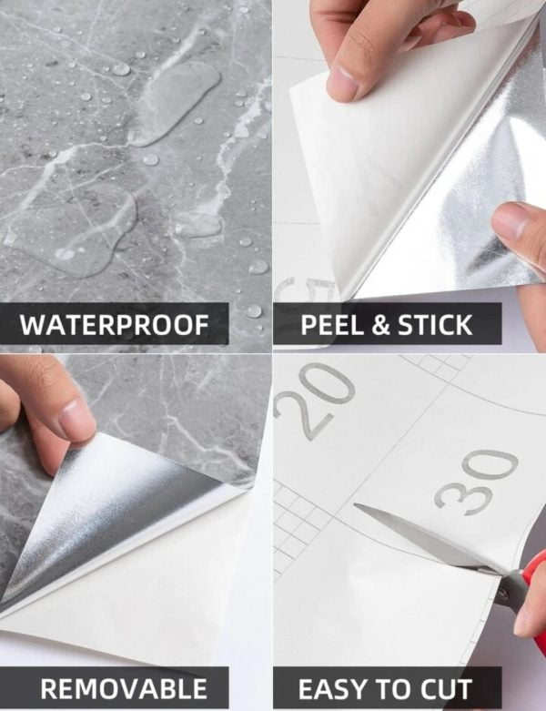 Self Adhesive Marble Sheet Sticker For Kitchen,(60×200) Cupboard, Wall Anti Oil