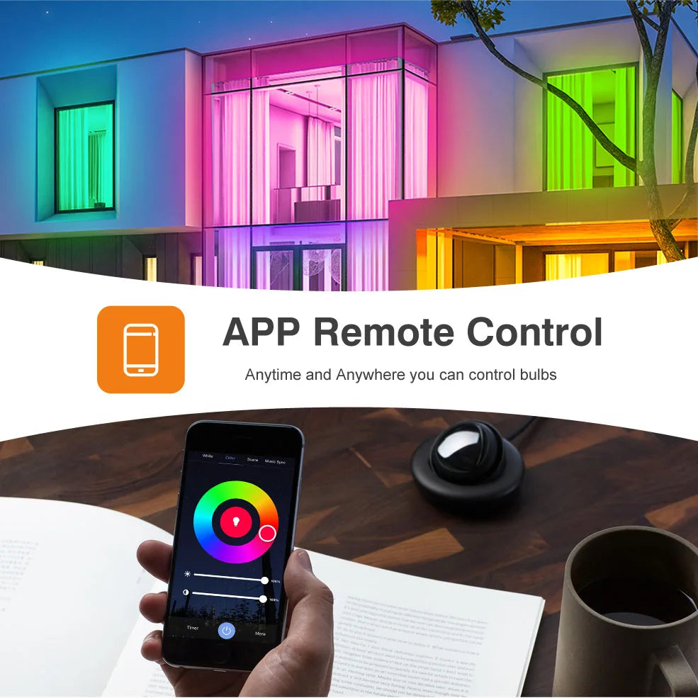 Color Changing Smart WIFI RGB led bulb, Dim-able and Color changing -