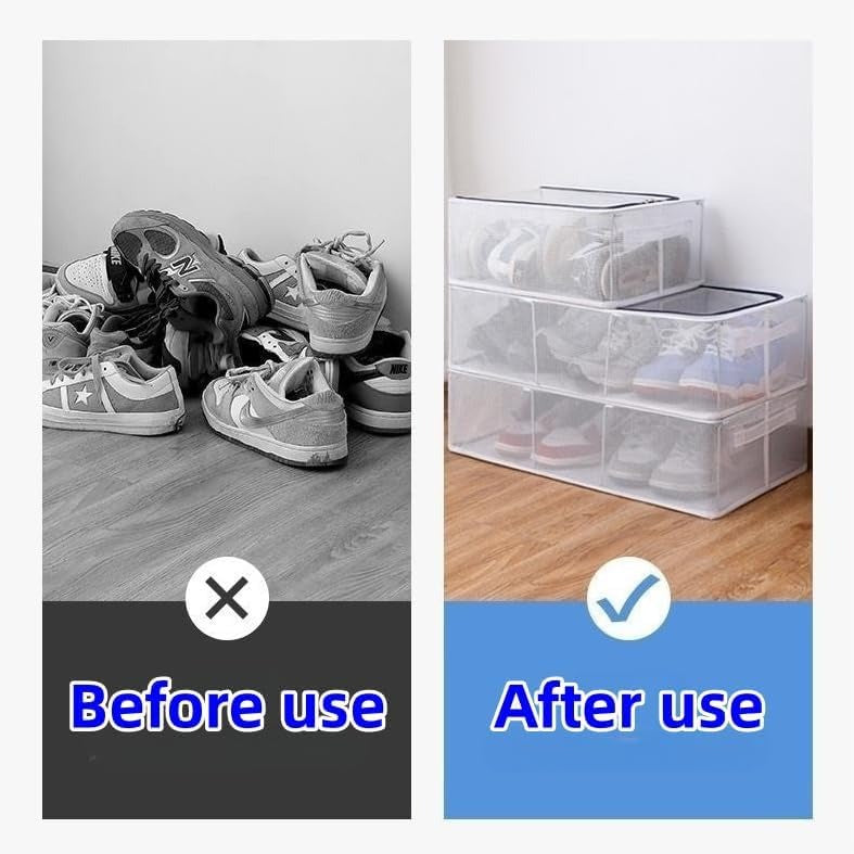 Transparent Storage Shoe Box Steel Structure Free Installation Shoe Cabinet to Prevent