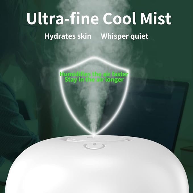 Cool Mist Humidifiers for Bedroom with Cute Water Drops & Light Effects,