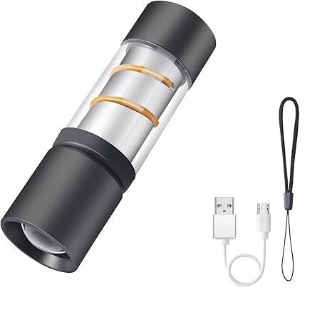 Stainless Steel LED Mini Usb Torch, Mini Pocket Flashlight - White