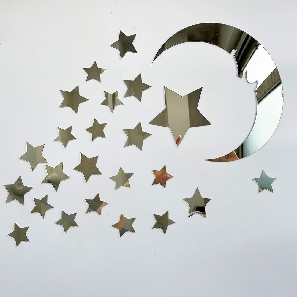 15 stars and 1 moon Silver Acrylic Wall Stickers / Stickers Decals